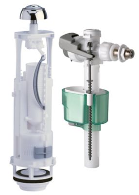 Bouton Poussoir WC Double Débit - Compatible Valve 49 - Pour Réservoir Trou 38 à 42 Mm - Matière ABS Noir