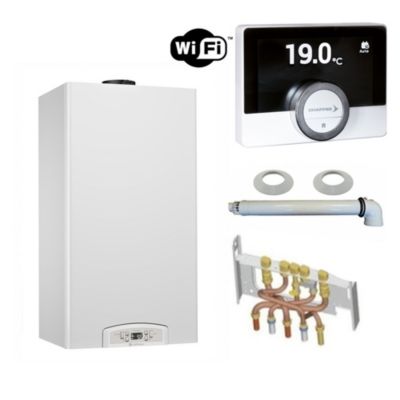 Chaudière Gaz Condensation Inoa Green Chaffoteaux 25 kW Complète (Ventouse + Douilles + Dosseret) avec Thermostat Connecté