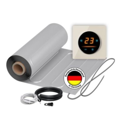 Chauffage au sol électrique WARMON ALU 150 W/m² + Thermostat OKE-25 WiFi Tactile, cadre en verre Garda beige - 15 m²