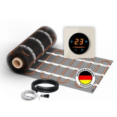 Chauffage au sol électrique WARMON ULTRA 200 W/m² + Thermostat OKE-25 WiFi Tactile, cadre en verre Garda beige - 12 m²