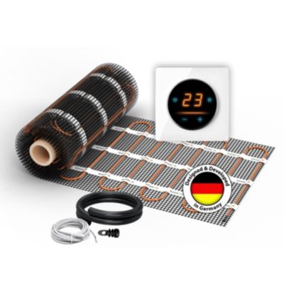 Chauffage au sol électrique WARMON ULTRA 200 W/m² + Thermostat OKE-25 WiFi Tactile, cadre en verre Garda blanc - 14 m²