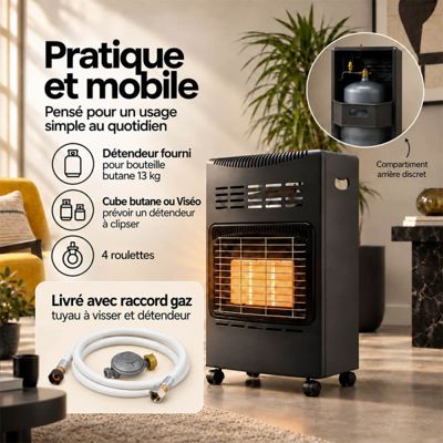 Chauffage d'appoint gaz 4200 W Favex  Prêt à l'emploi avec tuyau et détendeur