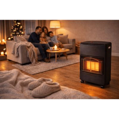 Chauffage d'appoint gaz 4200W + Connectique gaz incluse 3 puissances de chauffe - Poele à gaz mobile Intérieur 120m3 NIKLAS