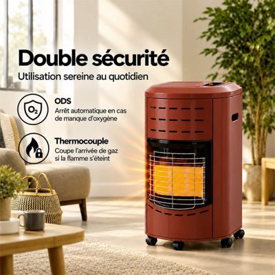 Chauffage d'appoint gaz Calgary Rouge brique  Infrarouge, Jusqu'à 40 m2