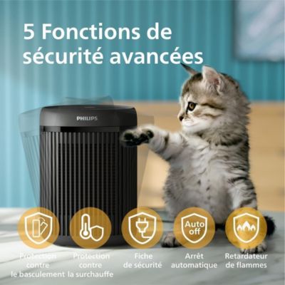 Chauffage d'appoint - PHILIPS - CX2120/01 - 1500 W - 15 m² - Noir