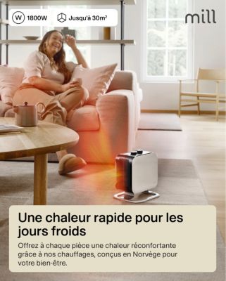 Chauffage d'appoint soufflant 1800W blanc Mill Compact