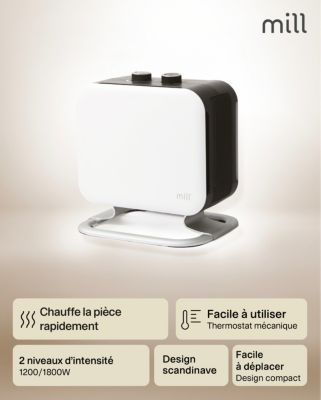 Chauffage d'appoint soufflant 1800W blanc Mill Compact