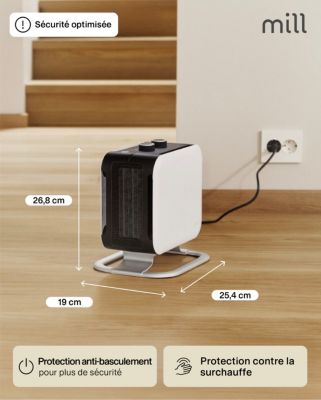 Chauffage d'appoint soufflant 1800W blanc Mill Compact