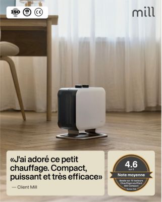 Chauffage d'appoint soufflant 1800W blanc Mill Compact