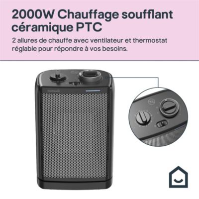 Chauffage d'appoint soufflant GoodHome PTC noir 2000W