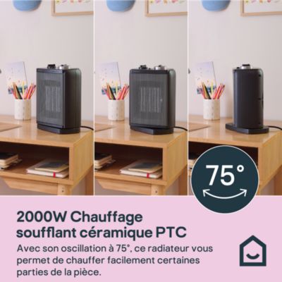 Chauffage d'appoint soufflant GoodHome PTC noir 2000W