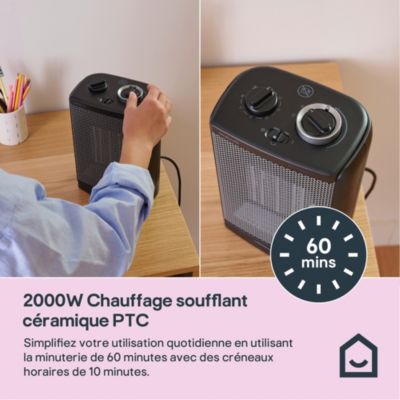 Chauffage d'appoint soufflant GoodHome PTC noir 2000W
