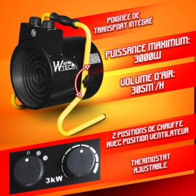 Chauffage d atelier 3000W avec thermostat WarmTech
