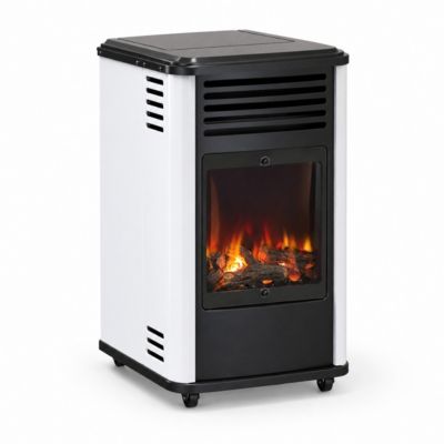 Chauffage à gaz 3.4 KW mobile Effet feu Blanc et Noir + Tuyau gaz + Détendeur butane Manhattan Sahara