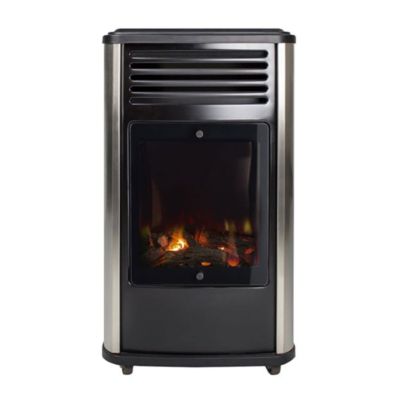 Chauffage à gaz 3.4 KW mobile Noir Effet feu + Tuyau gaz + Détendeur butane Manhattan SAHARA