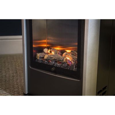 Chauffage à gaz 3.4 KW mobile Noir Effet feu + Tuyau gaz + Détendeur butane Manhattan SAHARA