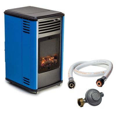 Chauffage à gaz 3,4KW Bleu Effet feu + Tuyau gaz + Détendeur butane Manhattan Sahara