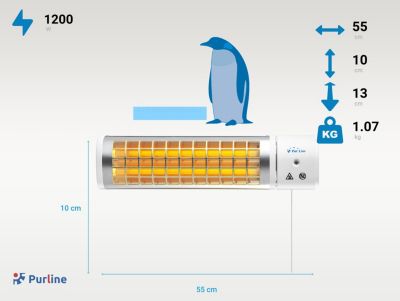 Chauffage halogène 1200W pour salle de bain