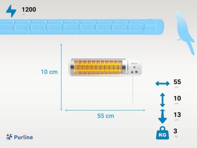 Chauffage halogène 1200W pour salle de bain