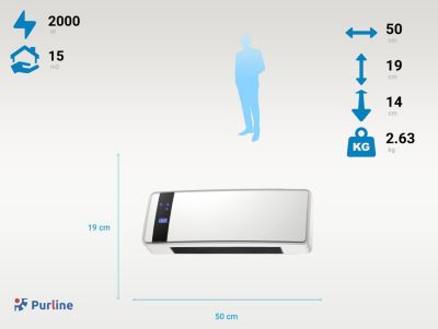Chauffage soufflant  2000 W 3 modes de fonctionnement avec télécommande et minuterie