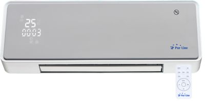 Chauffage soufflant 2000 W façade en verre argenté télécommande et minuterie