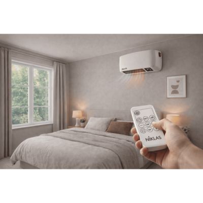 Chauffage Soufflant Electrique 2000W Céramique Mural / A poser avec Télécommande & Thermostat Salle de Bain Chambre PLEIN AIR