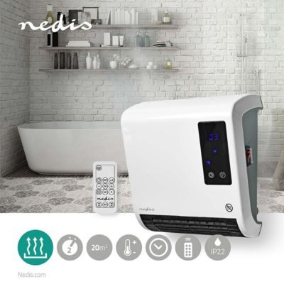 Chauffage soufflant éléctrique 2000W avec Télécommande Programmable Salle de bain Chauffe jusqu'à 20 m² NEDIS