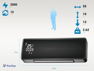 Chauffage split mural 2000 W avec WIFI et minuterie
