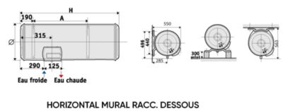 Chauffe-eau électrique CHAUFFÉO blindé horizontal mural 75L raccordement dessous 75L - ATLANTIC - 023152