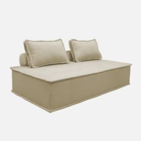 Chauffeuse 2 places pour canapé modulable tissu capitonné beige