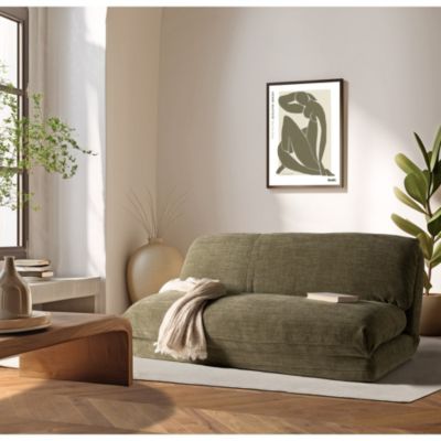 Chauffeuse convertible 2 places en tissu couleur vert