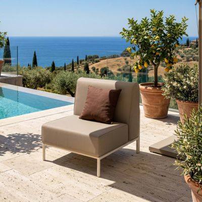 Chauffeuse pour salon pour jardin modulable en tissu beige Patio  Oviala