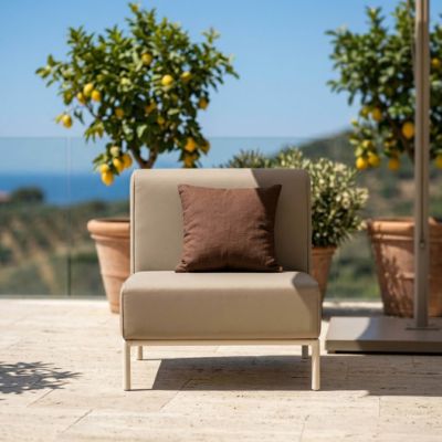 Chauffeuse pour salon pour jardin modulable en tissu beige Patio  Oviala