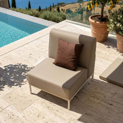 Chauffeuse pour salon pour jardin modulable en tissu beige Patio  Oviala