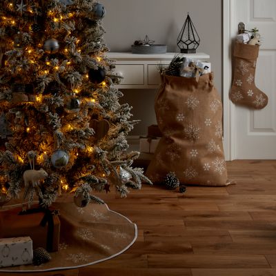 Chaussette de Noël Déco flocons 30 x 50 cm