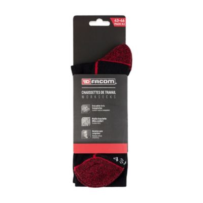 Chaussette de travail haute Facom noire Taille 39/40, 2 paires