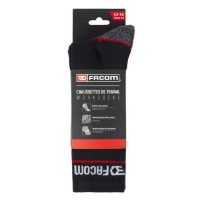 Chaussettes de travail longues Facom taille 43 à 46, 3 paires