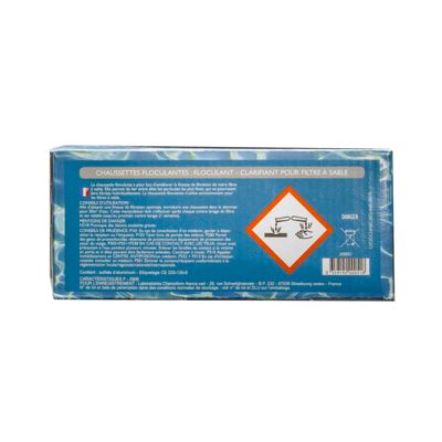Chaussettes Floculantes Piscine - La boite - 8 Cartouches 125 g  1kg - Sous Sachet Perméable Intissé - Double Effet Floculant