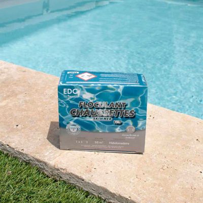 Chaussettes Floculantes Piscine - La boite - 8 Cartouches 125 g  1kg - Sous Sachet Perméable Intissé - Double Effet Floculant