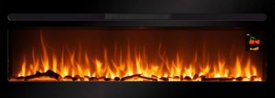 CHEMIN'ARTE - Cheminée électrique Encastrable Elysée XXL 121 cm Effet Flammes LED, chauffage programmable, Télécommande