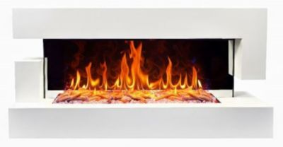 CHEMIN'ARTE - Cheminée électrique Murale Quartz 121 cm - Effet Flammes LED, chauffage programmable, Télécommande