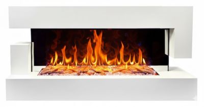 GRADE A2 - White Wall Mounted Electric Fireplace With LED Light Storage Shelf Amberglo 781067151agl019