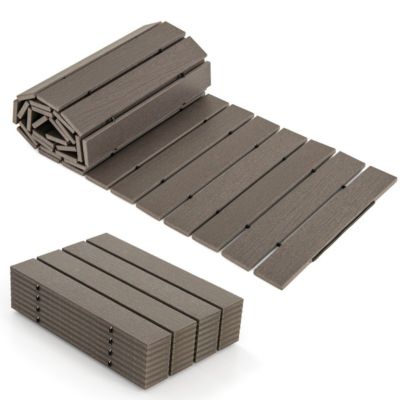 Chemin de jardin enroulable PEHD antidérapant gris 2420 mm