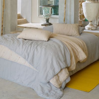 Chemin de lit capitonné en mousseline de coton 80x200 cm ANDROS beige ficelle
