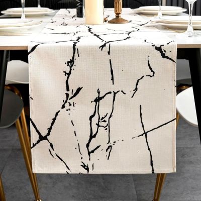 Chemin de Table Blanc et Noir 140 x 40 cm