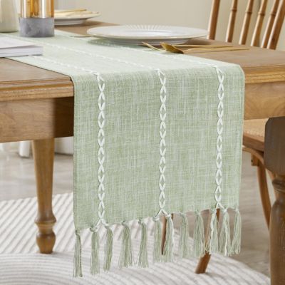 Chemin de table bohème 33 x 120 cm sauge du désert