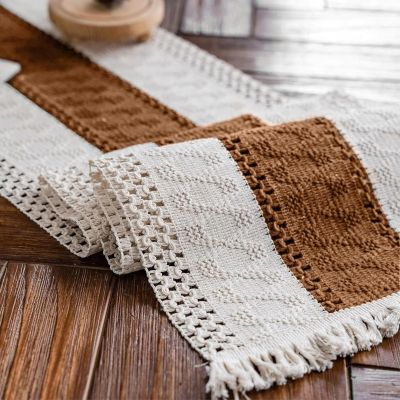 Chemin de Table Macramé Bohème 30x180 cm Caramel