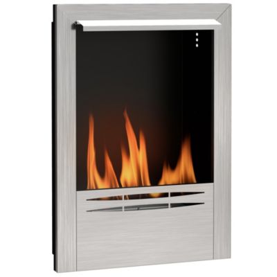 Cheminée bioéthanol encastrable design - 0,9L - 48 x 18 x 59 cm - acier inox. brossé