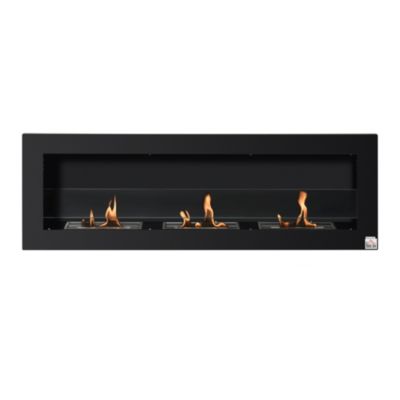 Cheminée bioéthanol murale design Bauhaus - 3xbrûleurs 1L - pare-feu verre trempé, kit fixation- acier inox. acier dépoli