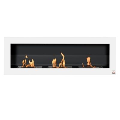 Cheminée bioéthanol murale design Bauhaus - 3xbrûleurs 1L - pare-feu verre trempé, kit fixation- acier inox. acier dépoli